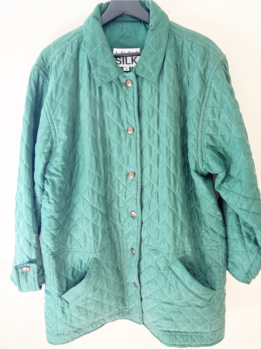 Vintage Silk Quilted Green Jacket